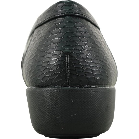 Women Black 6 Faux Leather Round Toe Removable Insole Wedge Slip-On Loafer - Picture 8 of 8